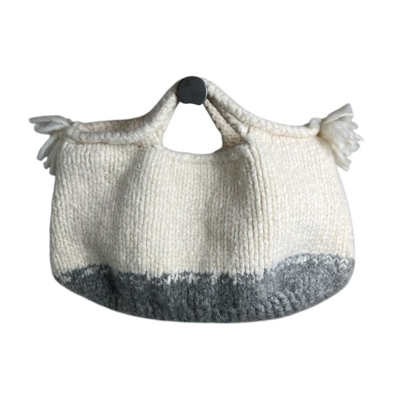 Chunky Boho Hand Knitted Clutch Purse  Ivory & Gray  Neutral Versatile - Picture 2 of 7